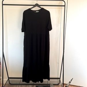 Asos design tiered maxi dress in black
